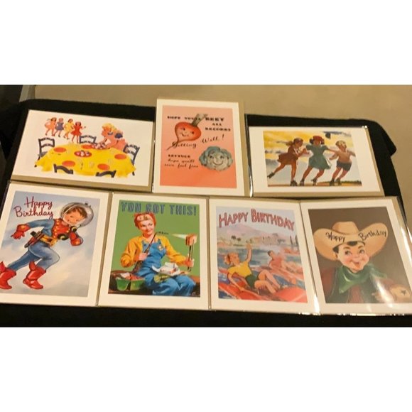 Vintage Look - New Stock - Made in USA - Lot of 7 - Happy Birthday, Get Well, +1 - Picture 1 of 11